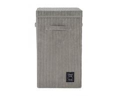 Wenko Wäschesammler Cora Grau, moderner Wäschekorb aus flauschigen Cord, mit Klettverschluss-Deckel und 3 Tragegriffen, 63 Liter Fassungsvermögen, 33 x 58 x 33 cm, 100% Polyester