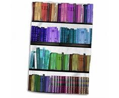 3dRose bunten Bücherregal Rainbow Regale, Lesen Buch Geek Bibliothek Nerd, Bibliothekar Autor Handtuch, weiß, 15 x 22
