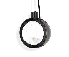 Tom Dixon Spot Pendel, rund, luxuriöser Lampenschirm, schwarz beschichteter Edelstahl, Hängeleuchte, Elegante Lampenschirm, Dicke Glaslinse, Schwarz