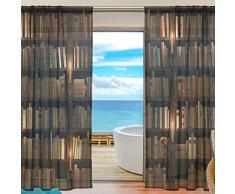 SEULIFE Fenster Sheer Vorhang, Bücherregal Raum Bibliothek Voile Vorhang Drapes für Tür Küche Wohnzimmer Schlafzimmer 139,7 x 198,1 cm 2 Felder 55x 84 Mehrfarbig