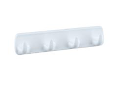 Wenko 4408010100 Hakenleiste Weiß - 4 Haken, zum Ankleben, Kunststoff, 19 x 4.5 x 2.5 cm, Weiß