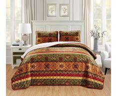 Chezmoi Collection Micromink Sherpa Wendebettwäsche, 3-teilig Modern Queen Marokkanisches Blumenmuster