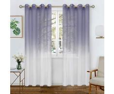 BGment Vorhänge aus Leinen, Ombre, durchscheinend, für Wohnzimmer, Ösen, halbVoile, Lichtfilterung, Sichtschutz, für Schlafzimmer, 2 Stück 52W x 84L violett