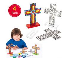 Baker Ross Suncatcher „Kreuz“ für Kinder zum Aufstellen zum Basteln und Verzieren zu Ostern (4 Stück)