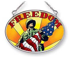 Amia Freiheit, handgemaltes Glas Oval Sonnenfänger, 4–1/10,2 cm lang, 42482