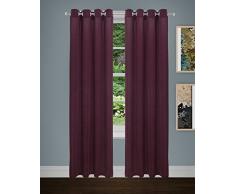Safdie & Co. 2 Pcs Set Vorhang Panel Knit Spiegellampe modern Badleuchte Crinkle 95L Pflaume