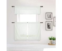 Home Maison Desideria Küchengardine, 134,3 x 38,1 cm, mit Ebenen, 66 x 91,4 cm, Grau Art Deco 53”W x 15”L Valance, 26W” x 36 L Tiers weiß