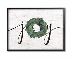 Stupell Industries Leinwandbild, Motiv Joy Kranz, Holzstruktur, 16 x 20 cm, Mehrfarbig schwarz, gerahmt 24x30 Design vom Künstler Jo Moulton