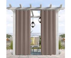 Pro Space wasser- und windabweisender Outdoor-Vorhang, thermoisolierte Ösen oben und unten, Sichtschutz für Terrasse, Veranda, Pavillon, Cabana, 127 cm B x 244 cm L, taupe grau