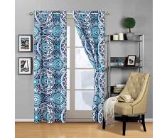 Linen Plus Tagesdecke, gesteppt, Übergröße, Blumenmuster, Türkis/Marineblau/Blaugrün/Grau/Weiß Curtain