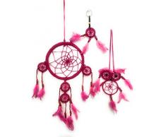 Cool Gifts Traumfänger, handgefertigt, authentisches indisches traditionelles indisches Rundnetz mit Federn, Traumfänger, Windspiel für Schlafzimmer, Auto und Schlüsselanhänger Rose