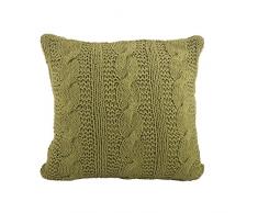 SARO LIFESTYLE McKenna Strick-Kollektion mit Zopfmuster, Daunenfüllung aus Baumwolle, 1020 McKenna, Strick-Kollektion, Zopfmuster, daunengefüllt, Sofakissen aus Baumwolle 20 Grasgrün