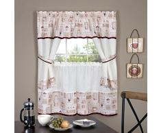 Achim Home Furnishings Cappuccino Embellished Cottage Window Curtain Set, 58 x 24, Multicolor
