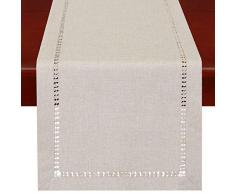 Handgefertigte Hohlsaum Polyester Rechteck Tisch Läufer, Polyester, beige, 14x54 inch