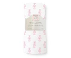 SwaddleDesigns Einschlagdecke, Marquisette, Premium-Baumwoll-Musselin, Pastellblau, einfache Streifen