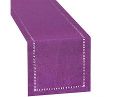GRELUCGO Hohlsaum Tischläufer oder Kommode Schal, einfarbig, für Hochzeiten, Ostern und den täglichen Gebrauch 14 x 72 violett