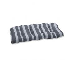 Pillow Perfect Outdoor | Indoor Aruba Stripe Türkis Koralle Rattan Loveseat Kissen, 63,5 x 63,5 x 12,7 cm, Grau