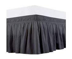 Wrap Around Bett Rock, Polyester/Mikrofaser Elastic Staub Rüschen Drei Stoff Seiten Seidig Weich und Falten Free Classic Stylischen Look in Ihrem Schlafzimmer by-rajlinen Full/14 Dunkelgrau