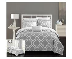 Chic Home 4-teiliges Juniper Wendebettwäsche Ikat Diamant geometrisches Muster Drucktechnik King-Size-Bettbezug-Set grau
