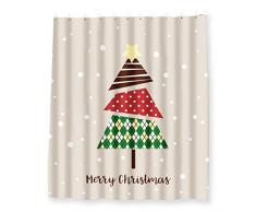 Juvale Weihnachten Vorhang für die Dusche – Badezimmer Dusche Dekorationen mit 12 Kunststoff Haken – 177,8 x 180,3 cm Merry Christmas Tree