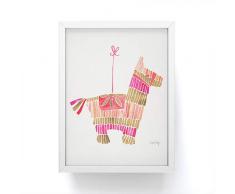 Society6 Cat Coquillette Pinata rosa und rotgold gerahmter Mini-Kunstdruck, 10,2 x 7,6 cm, Weiß 4 x 3 weiß
