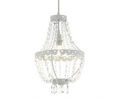 EGLO Pendelleuchte Barnaby 2, 1 flammiger Kronleuchter Vintage, Retro, Shabby Chic, Hängeleuchte Kristall und Stahl, Esstischlampe, Wohnzimmerlampe hängend in Klar, Weiß, E27 Fassung
