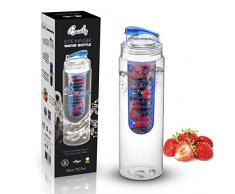 Basily Elite Infuser Wasserflasche – 71 ml – Hergestellt aus kommerzieller Qualität Tritan – plus Rezeptbuch im Lieferumfang enthalten (Blau), Blau