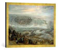 Gerahmtes Bild von Pieter Snayers Der Entsatz der Stadt Freiberg in Meißen, Kunstdruck im hochwertigen handgefertigten Bilder-Rahmen, 70x50 cm, Gold Raya