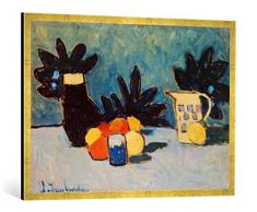 Gerahmtes Bild von Alexej von Jawlensky Stilleben mit Früchten, Kunstdruck im hochwertigen handgefertigten Bilder-Rahmen, 100x70 cm, Gold Raya