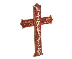 Spirit & Truth Wandtafel mit Dornkreuz, Motiv: Mann des Gottes, mit tiefem Waschbecken Bedruckt, verbrannte Kanten, Kratzfest, Antik-Optik