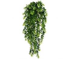 HUAESIN Kunstpflanzen zum Aufhängen, 2 Stück, künstliche Kunstpflanzen zum Aufhängen von Grünereien und Blattpflanzen für Zuhause, Büro, Regal, Wand, drinnen und draußen, zum Aufhängen von Korbhaken