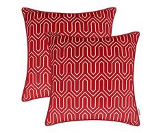 Brawarm Kissenbezüge, gemütlich, Fleece, für Couch/Bett, Sofa, massives Zickzack-Muster mit paspelierten Kanten, wunderschöner Druck, 2 Stück Modern 18 X18 Inches - 2 Pcs burgunderfarben