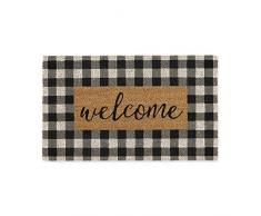 DII Home Fußmatte, natürliche Kokosfaser 18x30 Checkers Willkommen