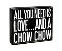 JennyGems – All You Need is Love and a Chow Chow – Holz-Schild zum Aufstellen, Chow Chow Chow Geschenk-Serie, Chow Chow Chow Liebhaber, Teddybär Hund