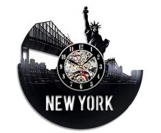 La Bella Casa New York City Decor Unique Art Vinyl Schallplatte Wanduhr – Get Unique Wall Home Decor – Geschenk Ideen für Sie und Ihn – Original handgefertigt Vintage Geschenk