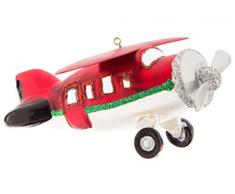 Robert Stanley Dekofigur Flugzeug aus Glas, für Weihnachtsbaum, Piloten, Flieger, Rot