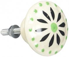 Abbott Collection Schubladengriff, Blumenmuster, Schwarz/Grün