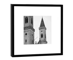 COGNOSCO Fotografie im Holzrahmen: St. Ludwig München-Fotodruck-Format 27 x 27 cm-Rahmenfarbe schwarz-Hochwertiges Wandbild, Geschenkidee oder Souvenir aus dem Freistaat Bayern, Holz, Weiß, Rahmen