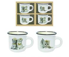 Deko Bistrot Lotto 12 Schatulle 4 Tassen Katzen H 5 Ø 6 cm