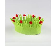 Mopec A475 Korb, oval, rote Blumen, 15 cm, Filz, mehrfarbig, Einheitsgröße