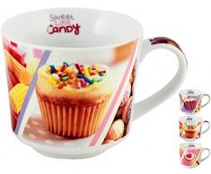 Home Candy Set Tassen Jumbo, Porzellan, Mehrfarbig, 9 Einheiten