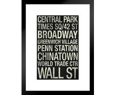 Poster Gießerei Subway New York City NYC Manhattan Stoppt Vintage Retro Reise Kunstdruck 20x26 inches Matted Framed Poster