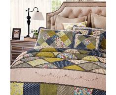 Tache Home Fashion Frühling Dusche Floral Patchwork Quilt Tagesdecke Set Twin Grün