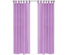 vidaXL 132243 2X Vorhang Voile mit Schlaufen 140x225cm Lila Ösenschal Gardine Dekoschal, Gewebe, Größe: 140 x 225 cm (B x H)