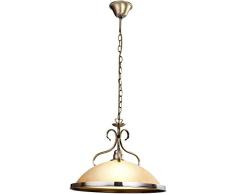 Hänge Leuchte Antik Gästezimmer Beleuchtung Pendel Lampe Glas Amber Messing Globo 6905