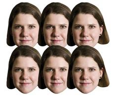 STAR CUTOUTS Jo Swinson Politiker 6er Pack inkl. Tabs und elastischem Perfect Funkarton-Gesichtsmaske. Sprechender Punkt, Spaß für Veranstaltungen und Partys, Karton, Mehrfarbig, Einheitsgröße