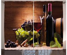 Wein Vorhänge von ambesonne, Gläser von Rot und Weiß Wein serviert mit Trauben French Gourmet Tasting, Wohnzimmer Schlafzimmer Fenster Drapes 2 Panel Set, braun Ruby hellgrün, Textil, Multi 1, 108W x 84L