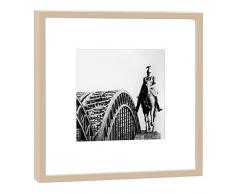 COGNOSCO RH-27-B100 Fotografie im Holzrahmen: Hohenzollernbrücke Fotodruck-Format 27 x 27 cm-Rahmenfarbe beige-Hochwertiges Wandbild, Geschenkidee oder Souvenir aus Köln, Holz, Schwarz-Weiß, Rahmen