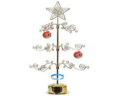 HOHIYA Metalldekoration, Baumständer, Haken zum Aufhängen, rotierender Boden, Weihnachtsball-Ornamente, Ostereier, Hund, Katze, Fotoglas, personalisierbar, für Zuhause, Party, Handwerk, Messingbeschichtung, 61 cm (Gold)