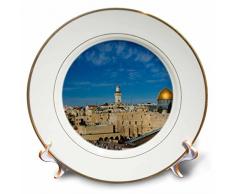 3dRose CP 72719 _ 1 Israel, Jerusalem, Western Wand & Dome of The rock-as14 apa0127 Aldo Pavan K. Porzellan Teller, 20,3 cm